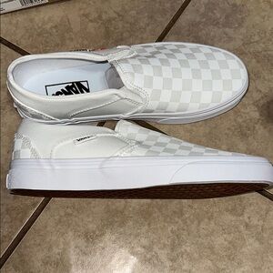 Vans White Slip-On Loafers with Elastic Panels